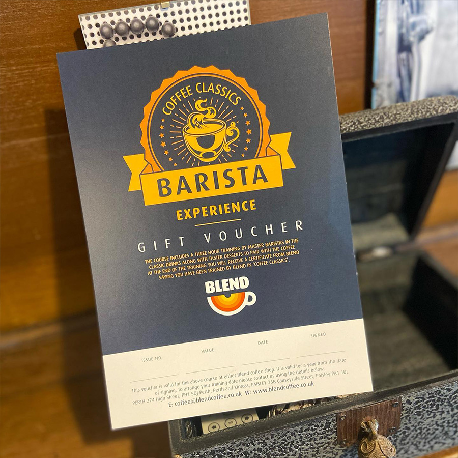 Blend barista experience gift voucher